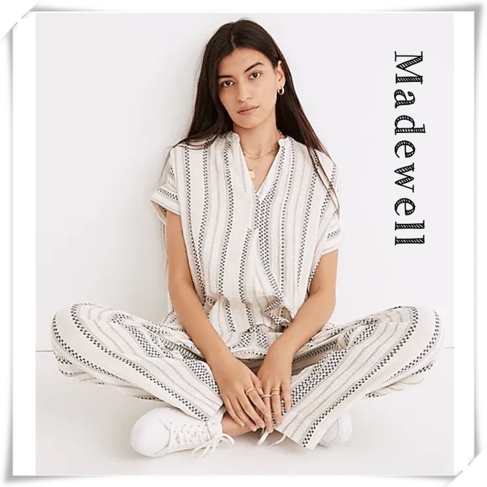MADEWELL Lightspun Lakeline Popover Shirt & Pull on Balloon Pants Stripe #NE180